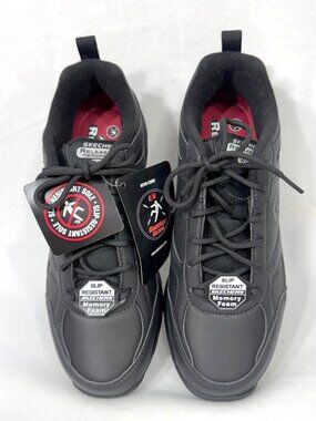Skechers Work Relaxed Fit Black Slip-Resistant Memory Foam Shoes 8.5 New w/Box